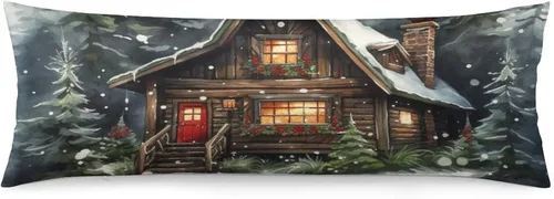 Miniatura 11 de Funda de almohada con monograma rústico de color azul suave con inicial N Body de 20 x 54 pulgadas, funda de almohada floral personalizada