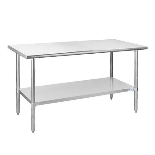 Miniatura 39 de Mesa de acero inoxidable para preparación y trabajo, con ruedas giratorias, mesa resistente, comercial NSF, con estante inferior y protector