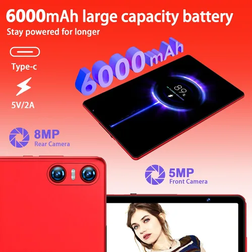 Miniatura 5 de Tablet Android 15 con teclado y ratón, 20 GB de RAM + 128 GB de ROM (expandir a 1 TB), tabletas Octa-Core de 10.1 pulgadas con WiFi 6, cámara dual