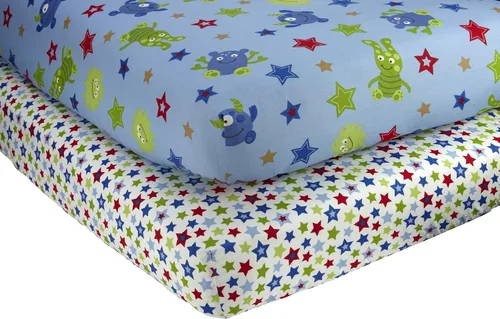 Little Bedding by NoJo Monster Babies - Juego de sábanas para cuna de 2 unidades