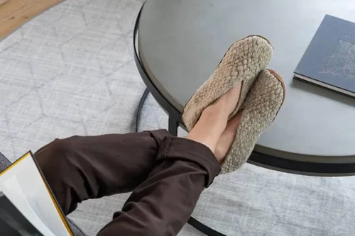 Miniatura 7 de Kyrgies Pantuflas de lana tejida, Beige Bronceado