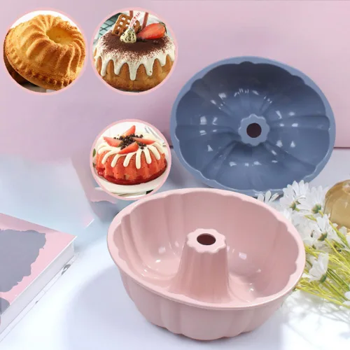 Miniatura 6 de Molde de silicona para tartas, antiadherentes de 10 pulgadas, paquete de 2 moldes de silicona para hornear, gelatina, gelatina (gris + rosa)