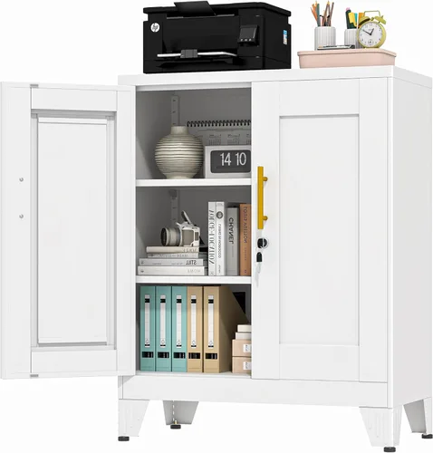 Miniatura 21 de Gabinete de Almacenamiento de Metal Negro, Gabinete de Almacenamiento Alto de 36" con Cerradura y 2 Estantes Ajustables, Organizador de Casillero