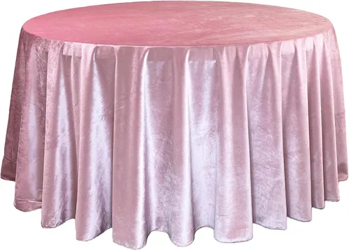 Miniatura 12 de YOUR CHAIR COVERS - Mantel redondo de terciopelo de 132 pulgadas - Mantel de lino azul polvoriento para mesas redondas estándar Azul empolvado