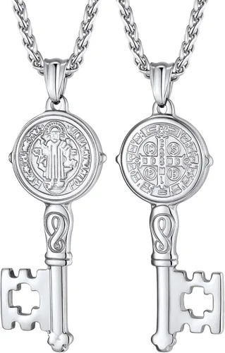 Miniatura 261 de U7 Saint Benedict/Michael Medal Necklace, 316L Stainless Steel Virgin Mary Necklace for Men Women, Bible Verse Protection Necklace Catholic