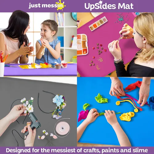 Miniatura 6 de Just Messin' Tapete de silicona para niños, reutilizable, antideslizante, resistente al calor, con bordes elevados de 0.6 pulgadas para contener