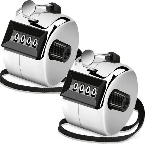 Decymis Paquete de 2 contadores Clicker, Contador manual de Metal, Contador mecánico de 4 dígitos para la palma para contar números, entrenamiento,