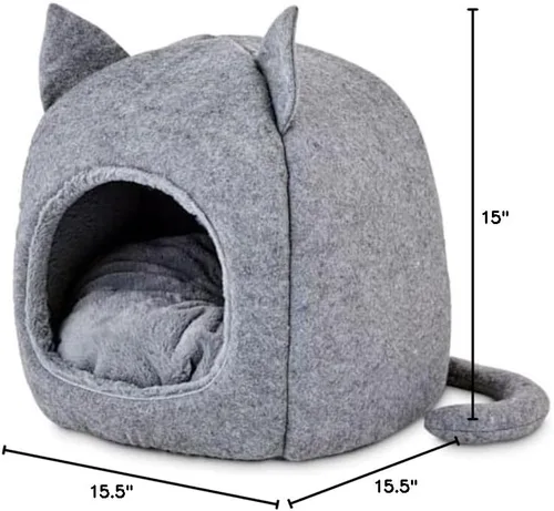 EveryYay by Petco Snooze Fest Fellow Feline - Cama para gatos con capucha Igloo de 15.5 pulgadas de largo x 15.5 pulgadas de ancho x 15 pulgadas de
