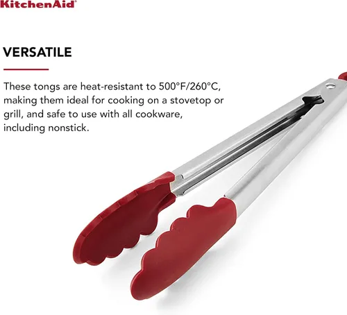 Miniatura 7 de KitchenAid Tijeras multiusos con funda protectora, pinzas de acero inoxidable de 8.72 pulgadas, color rojo y silicona, 10.26 pulgadas, rojo