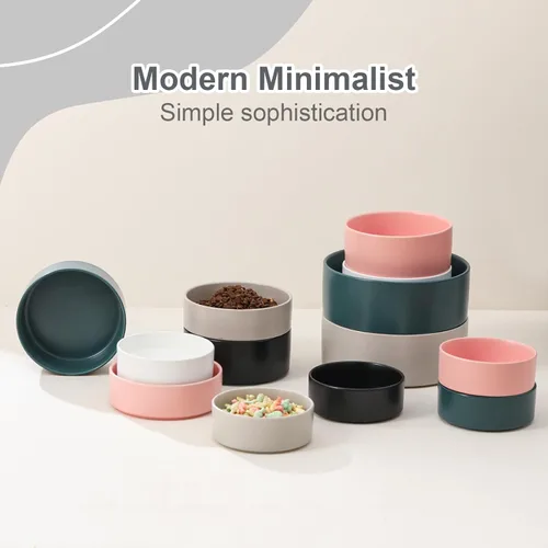 Miniatura 8 de Cuenco de cerámica para perros para comida y agua, cuenco comedero para mascotas para perros y gatos pequeños, plato de alimentación de cerámica