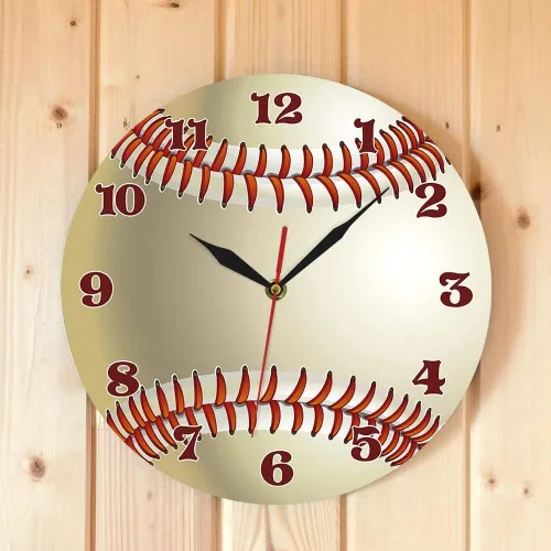 Miniatura 4 de The Geeky Days Reloj de pared con diseño de béisbol, decoración de pared para sala de deportes, personaliza tu nombre, reloj de cuarzo silencioso