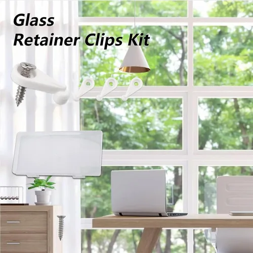 Miniatura 7 de MOROBOR Kit de 50 clips de retención de vidrio, panel de vidrio y clips de retención de puerta con tornillos (blanco puro)