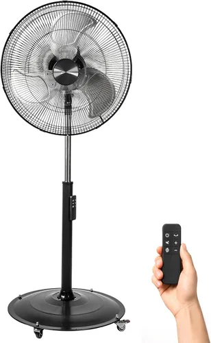 Miniatura 11 de Ventilador de pedestal oscilante de 18 pulgadas con control remoto, ventilador de pie de alta velocidad de 5000 CFM, motor de CC, 9 velocidades