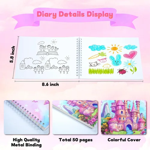 Miniatura 2 de Souroyea Kit de diario de bricolaje para niñas, juego de diario para niñas adolescentes, regalos de Navidad y cumpleaños para niñas de 7, 8, 9, 10