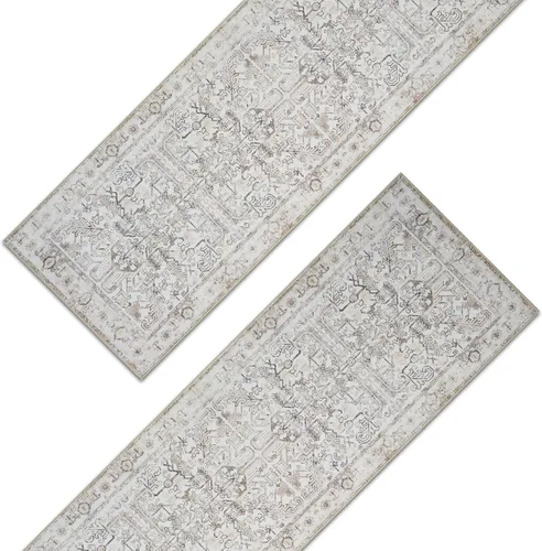 Miniatura 11 de jinchan Lima - Alfombra simétrica floral geométrica lavable, alfombra de entrada de medio círculo de 2 x 3, alfombra de media luna, suave y Azul