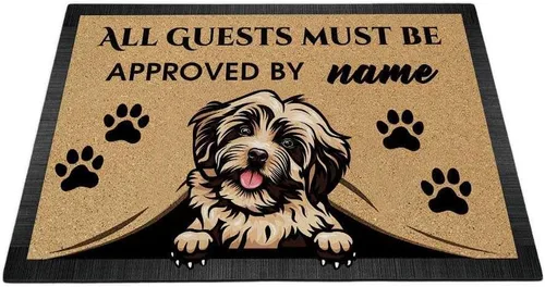 Miniatura 28 de Tapete personalizado con nombre de perro que mira al perro Cocker Spaniel, todos los invitados deben ser aprobados por alfombras para decoración