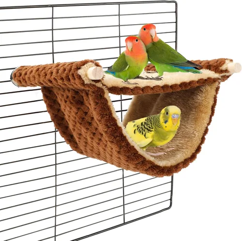 Miniatura 13 de BWOGUE Cama nido hamaca colgante cálida de invierno para pájaros, cabaña para acurrucarse, casa tienda juguete de loro, percha de jaula de pájaros