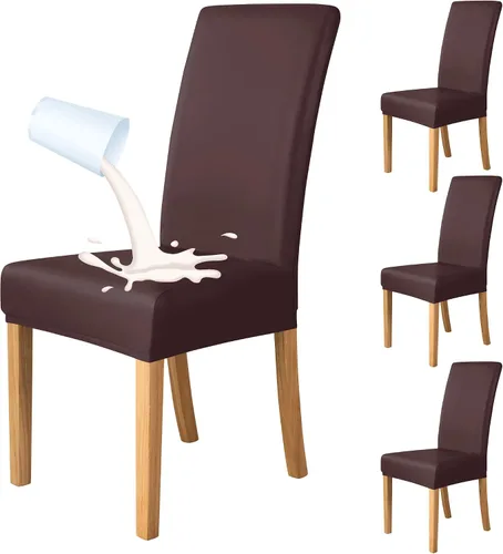 Miniatura 9 de Deisy Dee Fundas de cuero impermeables para sillas de comedor Parson (4, negro)