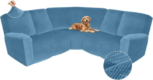 Miniatura 596 de Arfntevss Fundas de sofá seccional reclinable de terciopelo, Funda de sofá seccional de esquina para sofá reclinable, Funda elástica suave