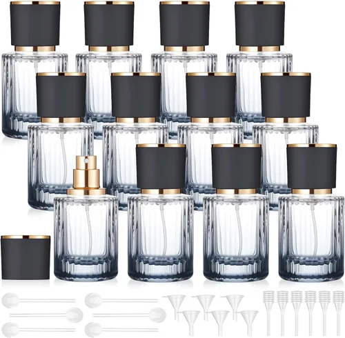Teenyyou 12 botellas de perfume de vidrio vacías de 30/50/3.4 fl oz a granel para fabricantes de perfumes, botellas de colonia atomizadoras Negro