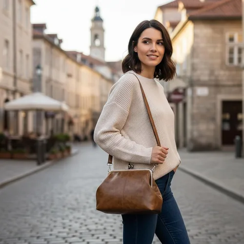 Miniatura 3 de Kiss Lock - Bolso cruzado vintage para mujer, de piel sintética retro, bolso de mano de noche, bolso grande marrón para otoño e invierno
