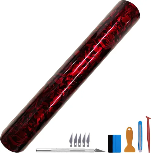 Miniatura 24 de LZLRUN Rollo de Vinilo Negro de Fibra de Carbono Mate Forjado con Liberación de Aire, Lámina Adhesiva, Película para Calcomanía DIY de Automóvil