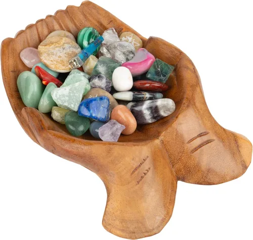Miniatura 12 de Cuenco de manos talladas, soporte de cristal para piedras, soporte para colección de rocas, bandeja de almacenamiento de exhibición, cuenco de manos