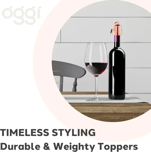 Miniatura 4 de OGGI Juego de 2 tapones para botellas, chapado en cobre, elegantes tapones para guardar vino con palancas herméticas para sellar vino, chapado