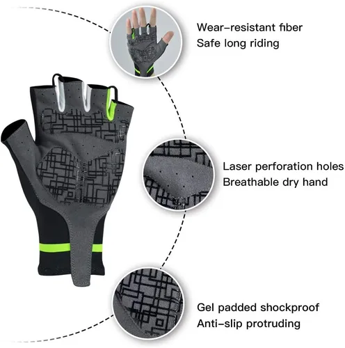 Miniatura 6 de Darevie Guantes de ciclismo, guantes de ciclismo de medio dedo, suaves y ligeros, guantes de ciclismo acolchados de gel que absorben los golpes