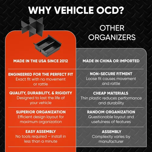 Miniatura 9 de Vehicle OCD - Divisor de consola central y organizador de bandejas para Toyota 4Runner (2010-2024) - Fabricado en Estados Unidos