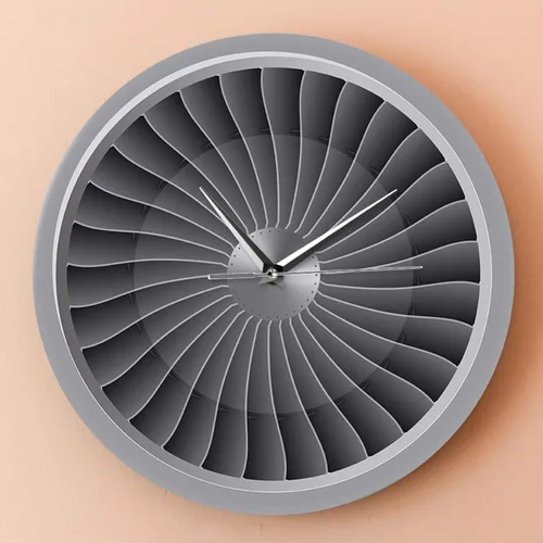 Miniatura 4 de Reloj de pared – 12 pulgadas silencioso sin tictac motor a chorro de turbina ventilador de motor impreso acrílico reloj de pared de avión arte