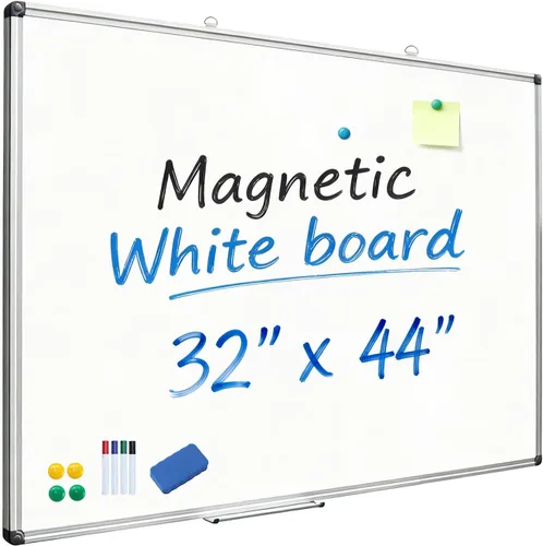 Miniatura 10 de XIWODE Pizarra magnética grande de borrado en seco de 32 x 44 pulgadas, marco de aluminio negro montado en la pared, suave y duradero, sin fantasmas