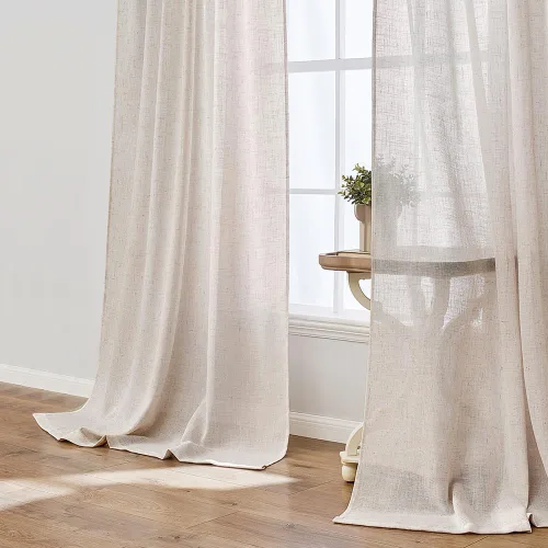 Miniatura 7 de MIULEE Cortinas de lino natural de 84 pulgadas de largo 2 paneles, con pestaña trasera con cinta plisada, cortinas de textura de lino suave y gruesa
