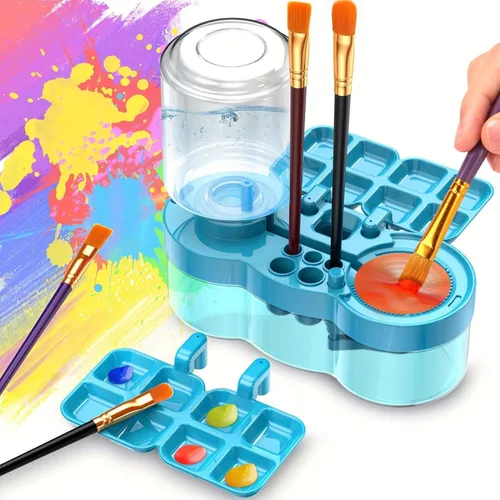 BoAn Herramienta limpiadora de pinceles de pintura mejorada 2025 – Lavadora de pinceles todo en uno, taza de enjuague, soporte y paleta para