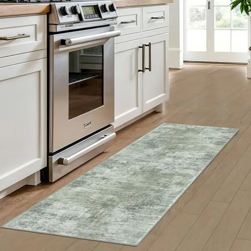 Miniatura 198 de IOHOUZE Alfombra abstracta lavable de 3 x 12 pies para pasillos, antideslizante para cocina, camino de entrada de lana sintética para interiores