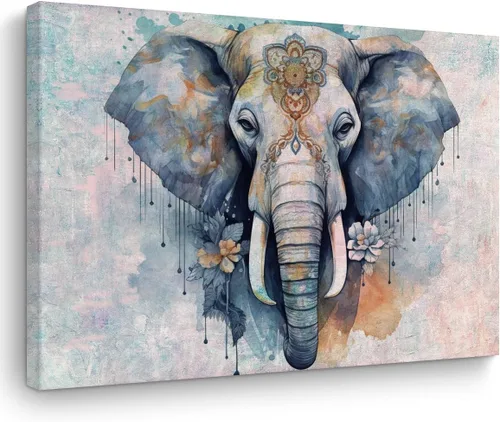 Arte de pared retro de elefante, póster enmarcado con temática de animales vintage, 15 x 11.4 pulgadas, para el hogar, granja, dormitorio, cocina,