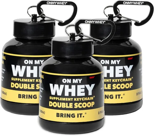 Miniatura 9 de OnMyWhey - Llavero de embudo de proteína en polvo y suplemento, contenedor portátil para el gimnasio, entrenamientos, fitness y viajes - Aprobado