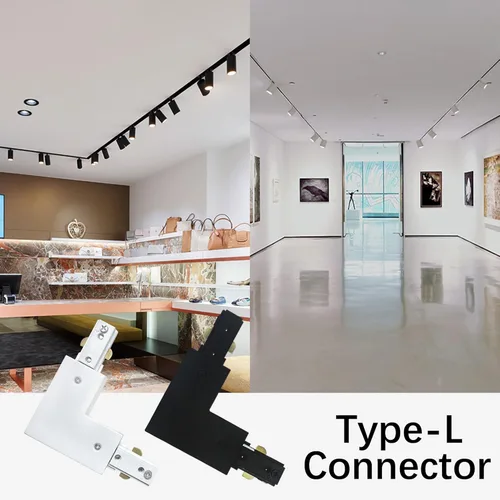 Miniatura 3 de Blanco H Track L conector H tipo circuito único 3-Wire-1 Kit de iluminación de pista para H Track System Accesorios de iluminación de pista 120V
