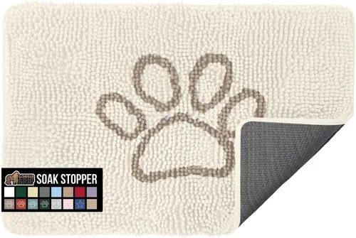 Miniatura 23 de GORILLA GRIP SOAKSTOPPER - Tapete para puerta de perro, 30 x 20 pulgadas, lavable a máquina, absorbente, captura la humedad, barro, suciedad, Negro