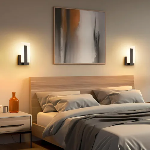 Miniatura 2 de Joosenhouse Modernos apliques LED de pared arriba y abajo, luz negra de 3000 K, luces de pared blancas cálidas, juego de 2, iluminación de pared
