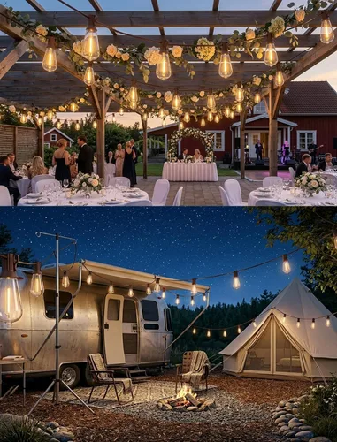 Miniatura 9 de Guirnalda de luces LED ST40 de 20 pies, luces vintage Edison para patio con 22 bombillas inastillables, luces colgantes impermeables para Marrón