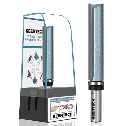 Miniatura 14 de KEENTECH Brocas de enrutador de 1/2 pulgada, broca de enrutador de ajuste empotrado, broca de patrón con punta de carburo de rodamiento superior