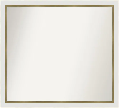 Miniatura 508 de Amanti Art Espejo de baño blanco para sobre el fregadero, 30 x 35 pulgadas, espejo de tocador rectangular estrecho de Eva de oro blanco, marco