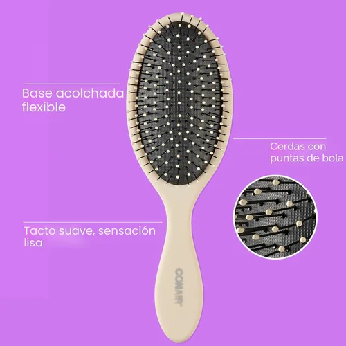 Miniatura 2 de Conair Juego de Cepillos Desenredantes para Cabello, Paquete de 3 Cepillos Desenredantes para Cabello Húmedo o Seco, Desenredante Suave para Todo