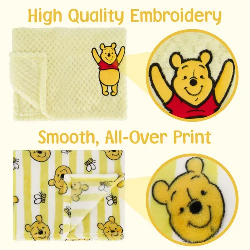 Miniatura 9 de Disney Paquete de 2 mantas de bebé para bebés y recién nacidos, manta de forro polar texturizado de felpa Winnie The Pooh, regalo unisex perfecto