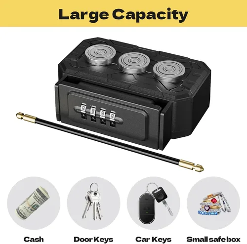Miniatura 2 de Caja magnética con cerradura de llave, soporte magnético para llaves debajo del automóvil, soporte magnético para llaves ocultas, oculta una llave