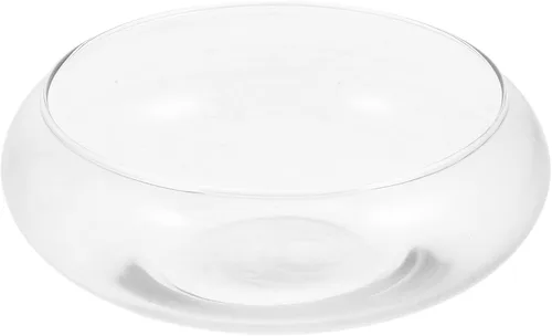 Happyyami Jarrón de vidrio para peces de cristal, cuenco transparente de boca ancha, jarrón redondo, terrario, planta de aire, maceta hidropónica