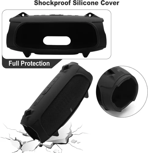 Miniatura 2 de Funda de silicona para altavoz portátil JBL Charge 5, funda protectora de transporte de viaje con soporte para correa de hombro, cubierta