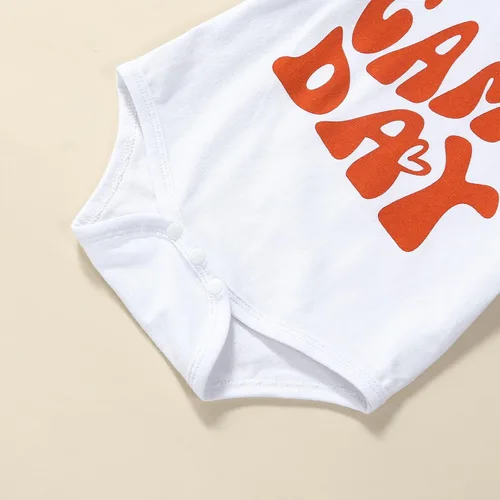 Miniatura 5 de BULINGNA Conjunto de 3 piezas de ropa de verano de manga corta para bebé niña de fútbol americano