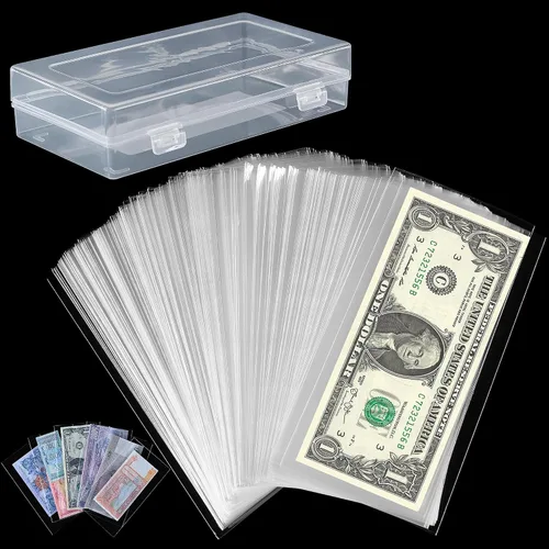 Miniatura 8 de 100 piezas de fundas para monedas - Portadólares transparentes con caja de almacenamiento, protector de billetes para colección de billetes
